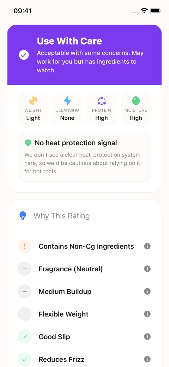 Hair product ingredient analysis in Curlify