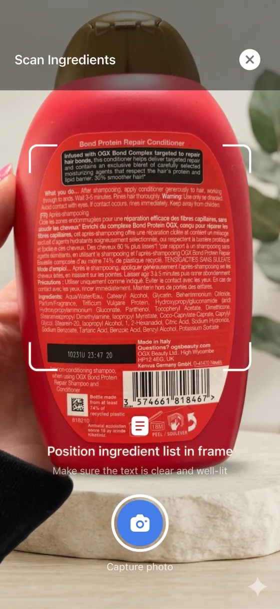 Scanning a product with Curlify